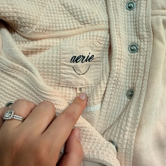Aerie Button-Up Waffle Knit sweatshirt - Picture 2 of 3